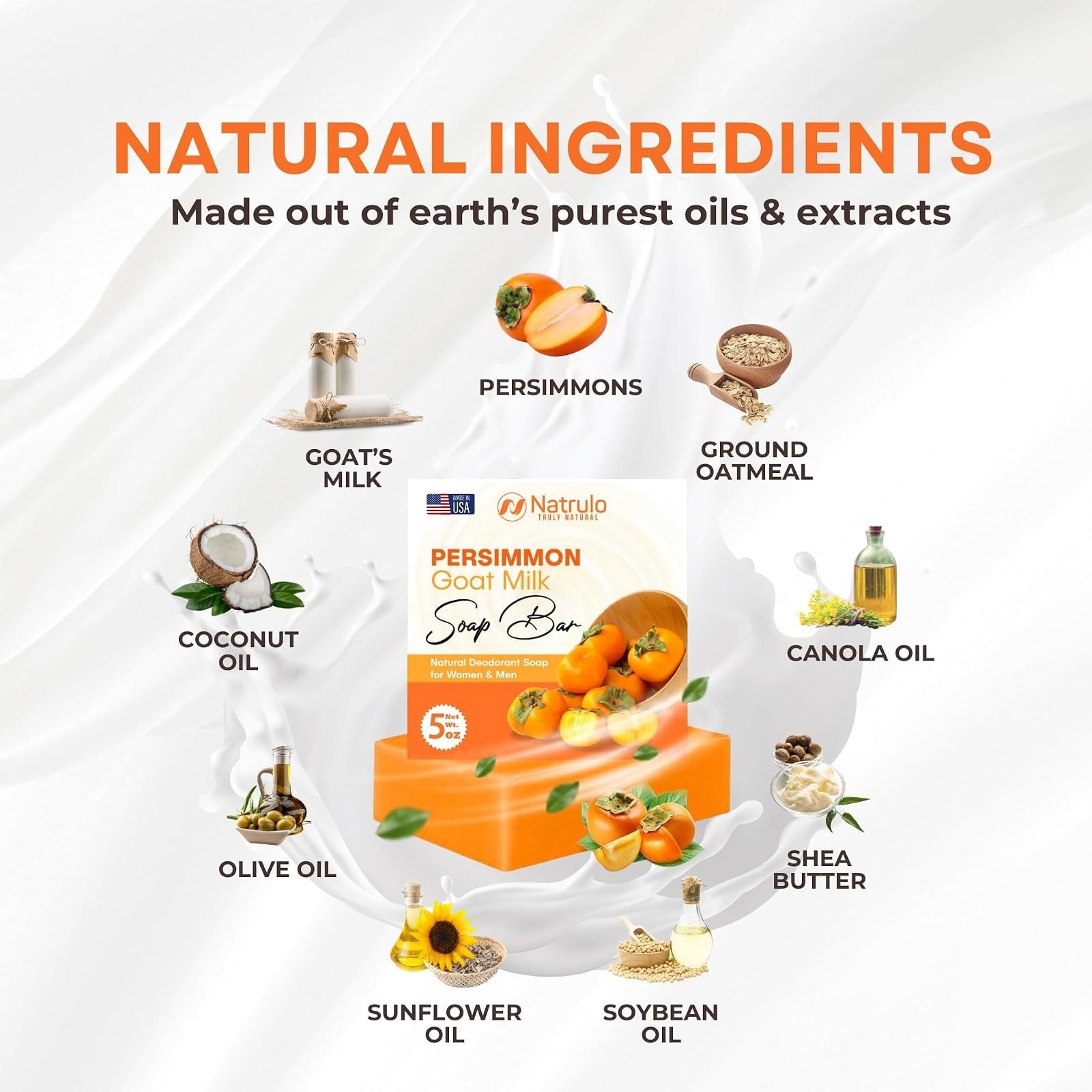 Persimmon Goat Milk Soap Bar – Natural Deodorant for Body Odor