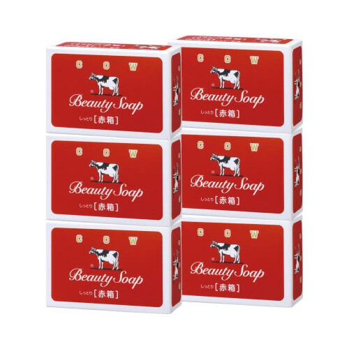 Japan Cow brand Beauty Soap Red Box 6 Bars Moisturizing Hydrating Milk Soap