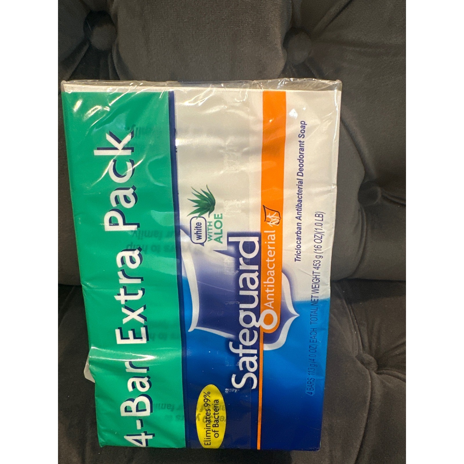Safeguard Antibacterial Deodorant Soap 4 Bar Extra Pack White With Aloe