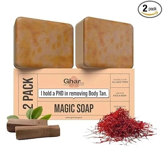 Natural Handmade Soap 2 Pack Sandalwood Saffron Bath Bar Skin Care