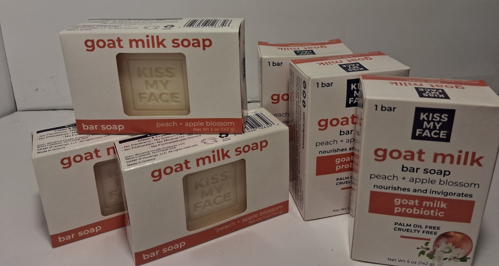 Goat Milk Bar Soap KISS MY FACE Peach + Apple Blossom 6 bars, 5oz each