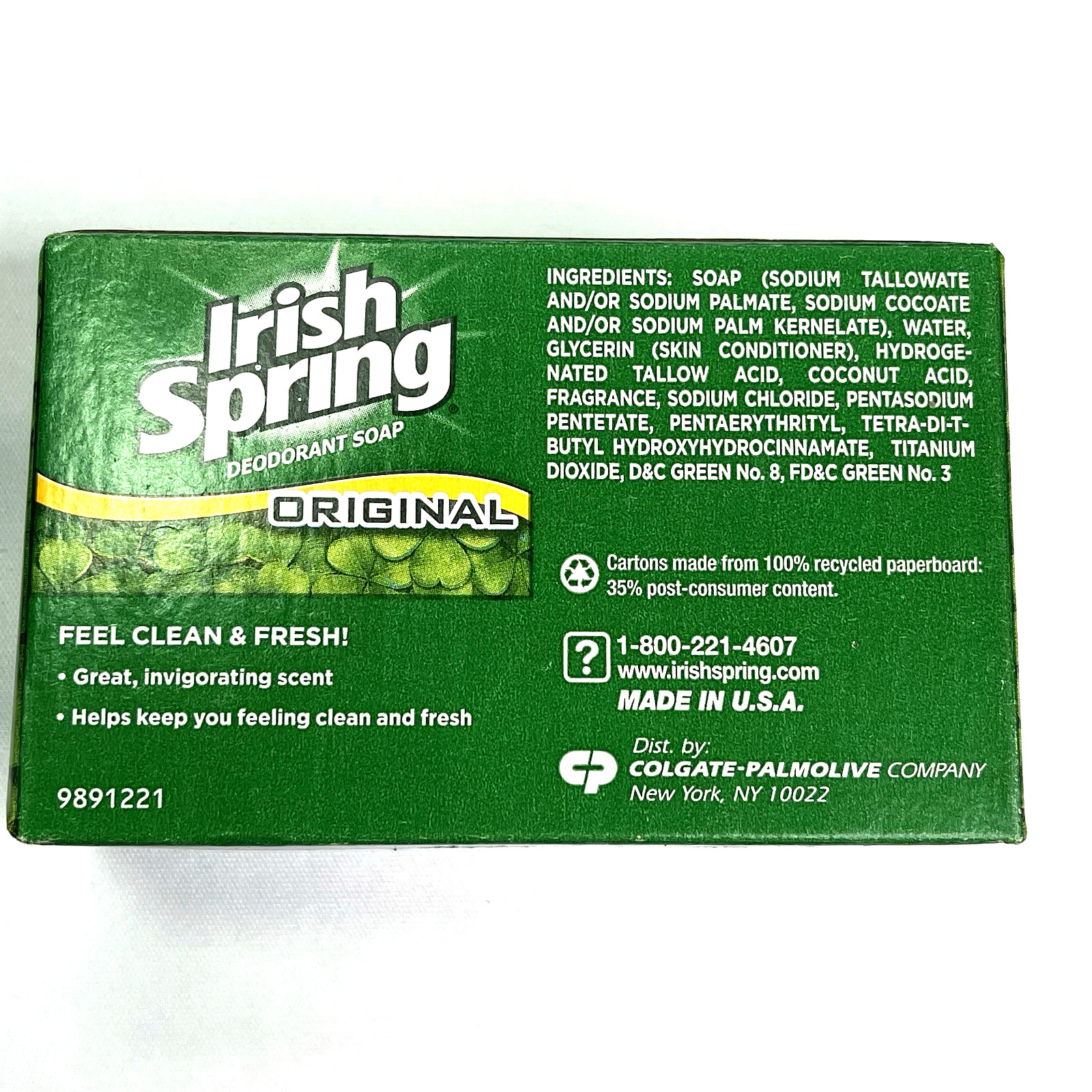 Vintage Irish Spring Bar Soap Original Scent 4 Oz ea No Flaxseed Oil Lot of 5