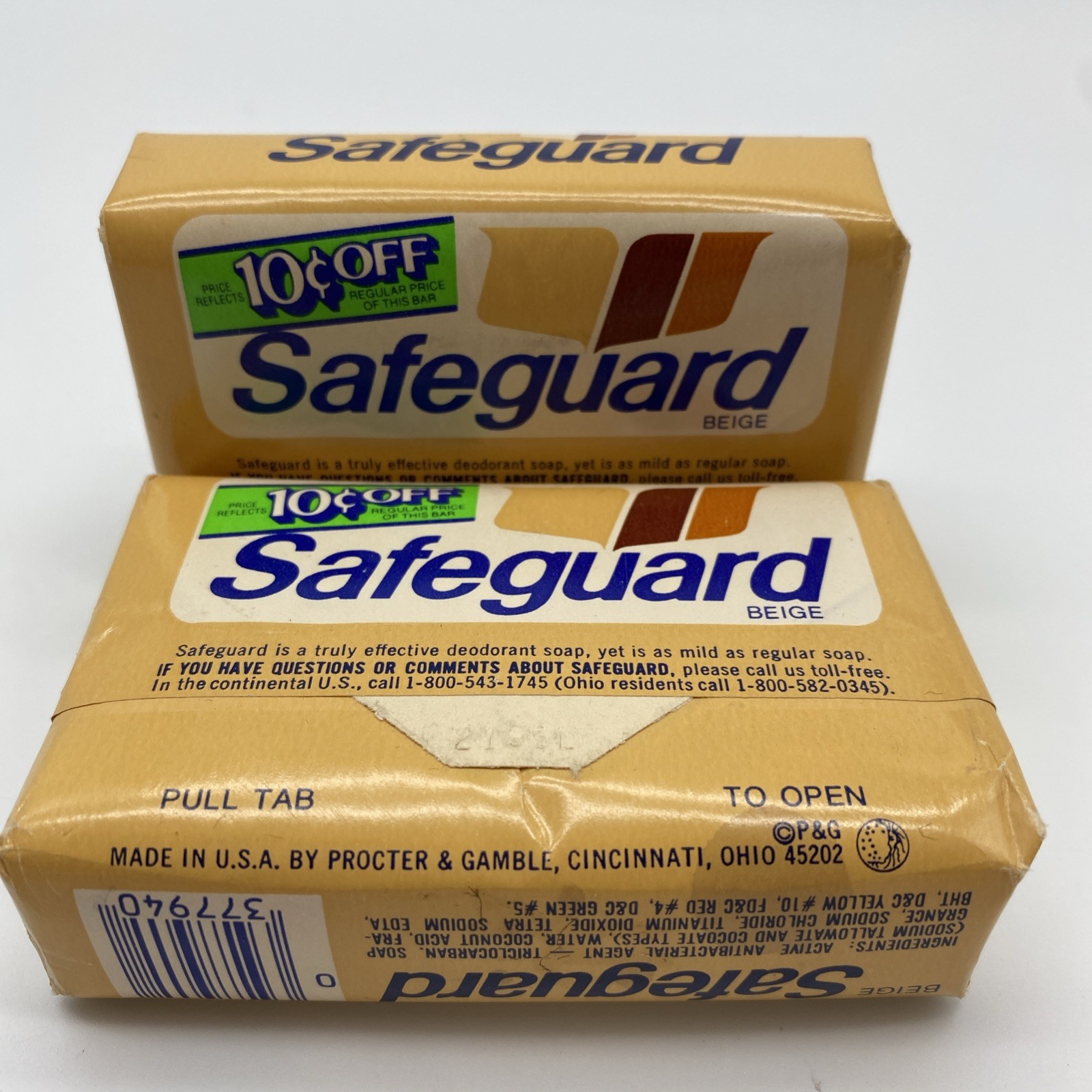 2 Vintage Safeguard Beige Deodorant Soap Bars New Sealed Large 5oz