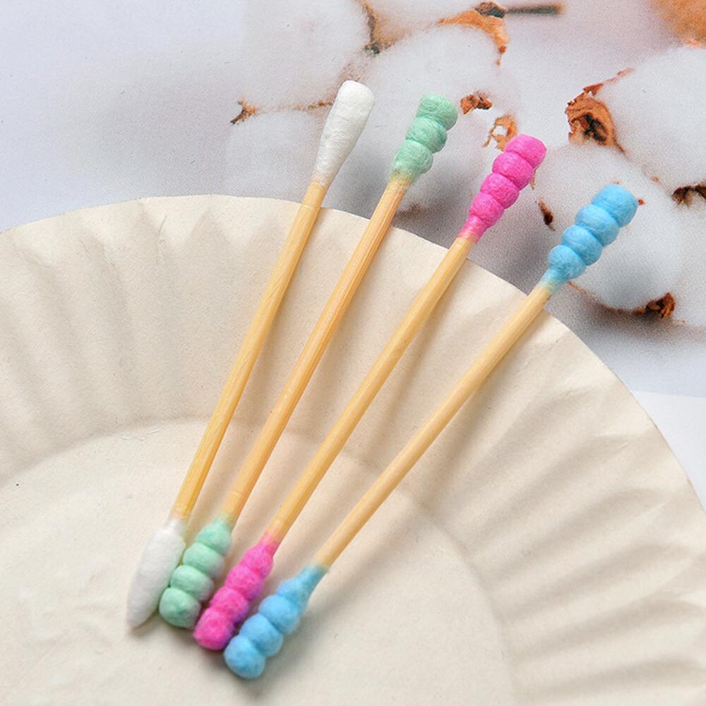100PCS Cotton Swabs Swab Applicator Q-tips Double Tip Wooden Sticks Ear Clean
