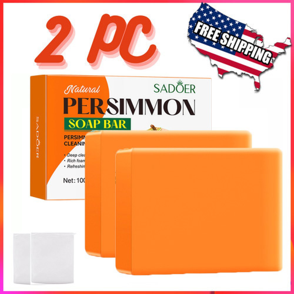 2 PCS Natural Persimmon Soap Bar for Body Odor Control, Organic Body Wash Soap