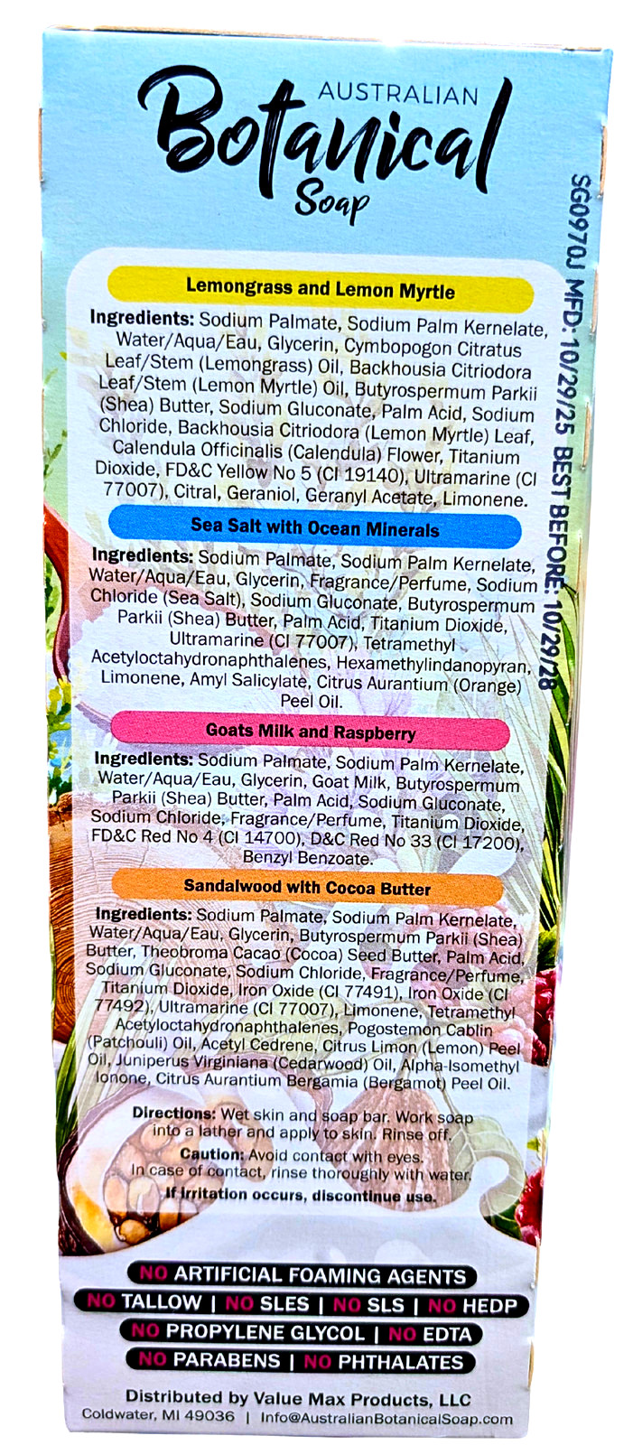 Australian Botanical Goat Milk Bar Soap 8 Pack x 6.8 Oz EXP 10/2028