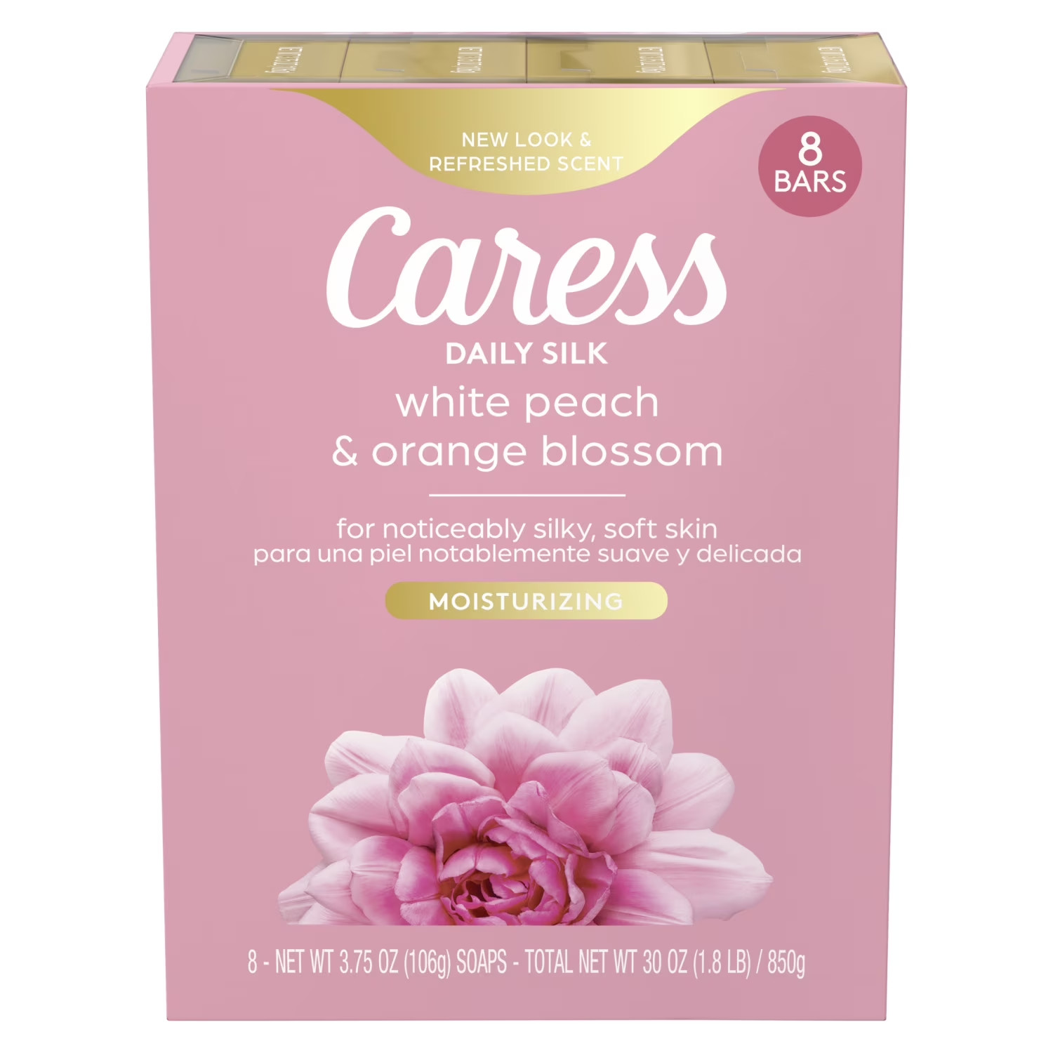 Caress Moisturizing Beauty Bar, Daily Silk, 30 Oz (3.75oz x 8), 8 count