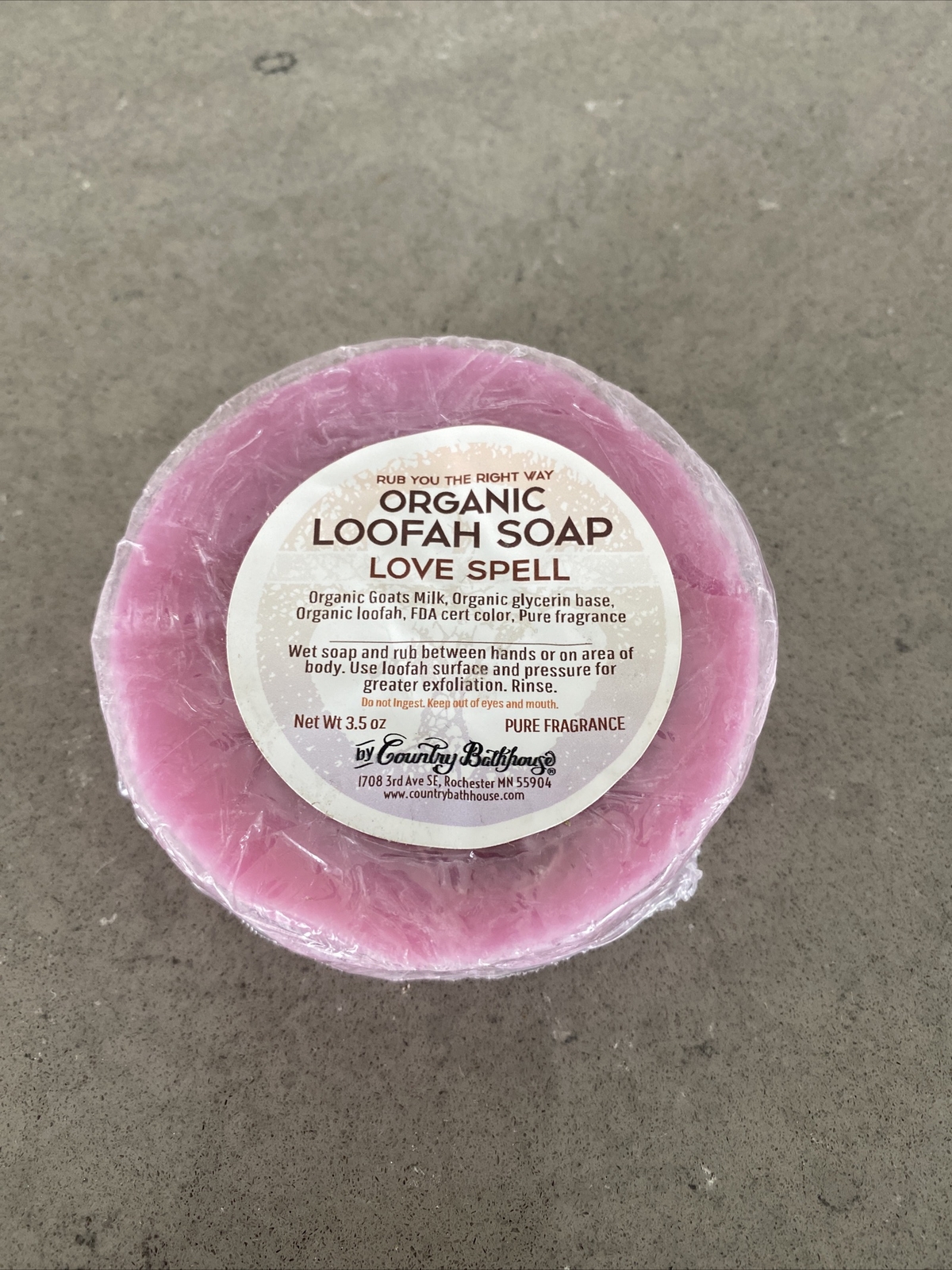 Country Bathhouse Organic Loofah Soap LOVE SPELL 3.5oz | Sealed W/ Fast Ship!