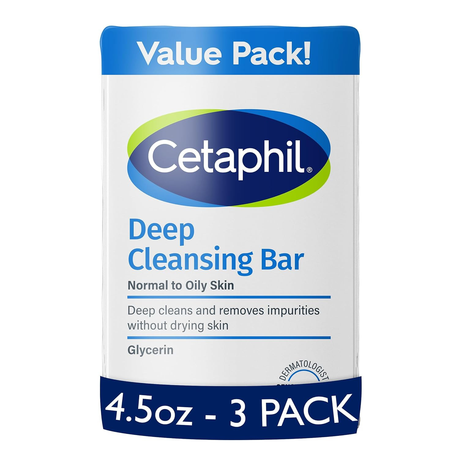 Bar Soap, Deep Cleansing Face and Body Bar, Pack of 3, for Dry to Normal, Sensit
