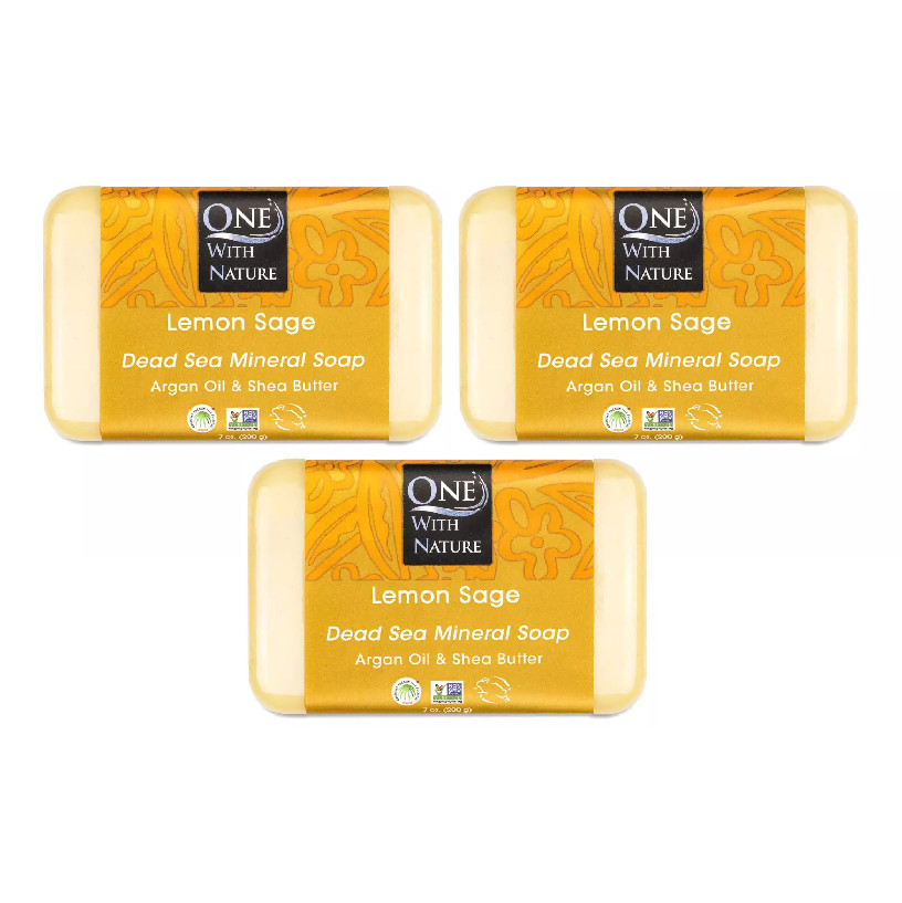 One With Nature Dead Sea Mineral Bar Soap Lemon Sage 7 oz (pack of 3)