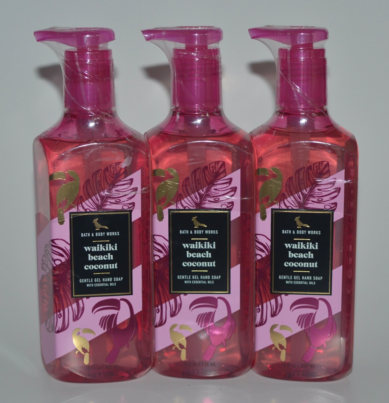 3 BATH & BODY WORKS WAIKIKI BEACH COCONUT GENTLE GEL HAND SOAP WASH DRAGONFRUIT