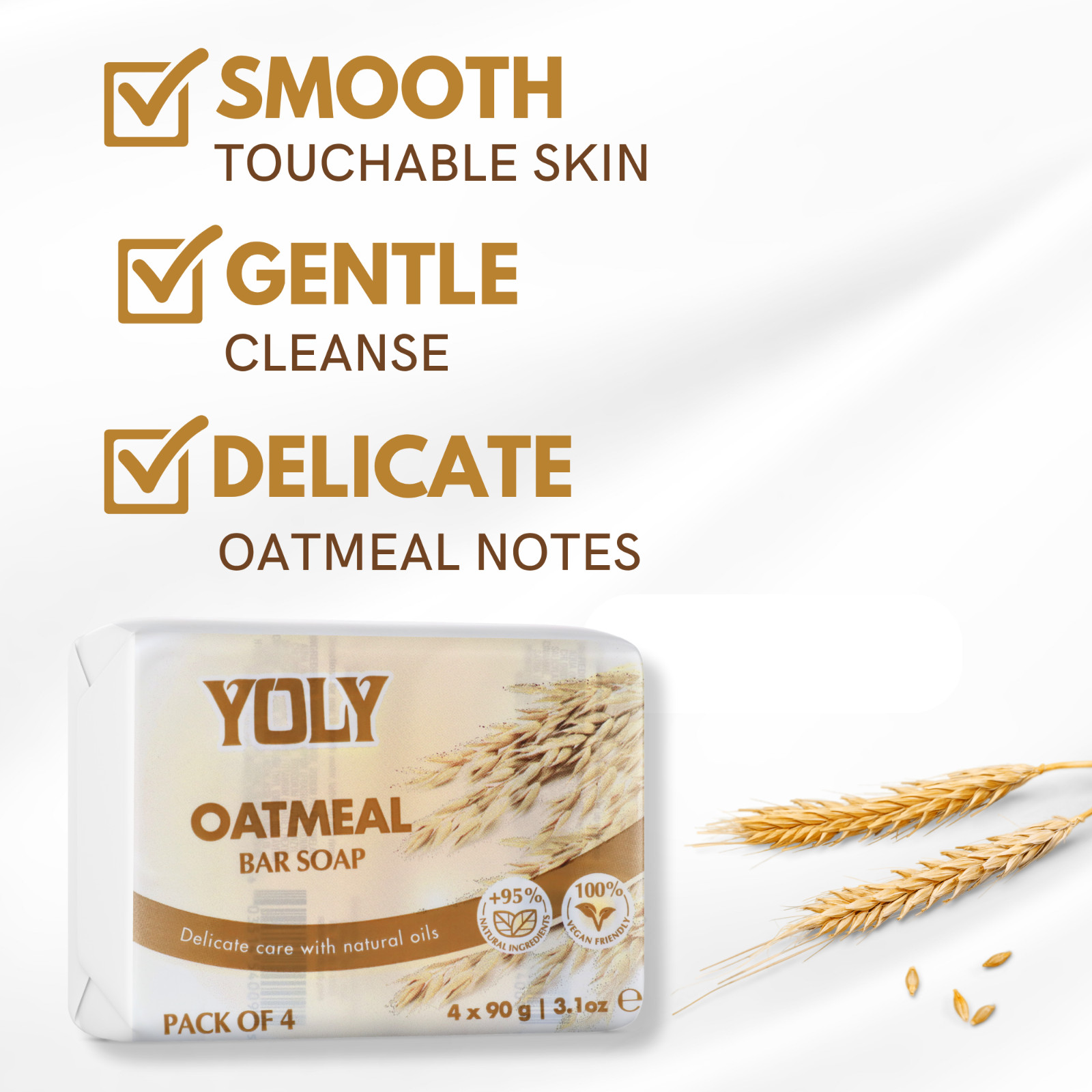Yoly Bar Soap Oatmeal 4 Pack 90g each –Gentle Daily Cleanser