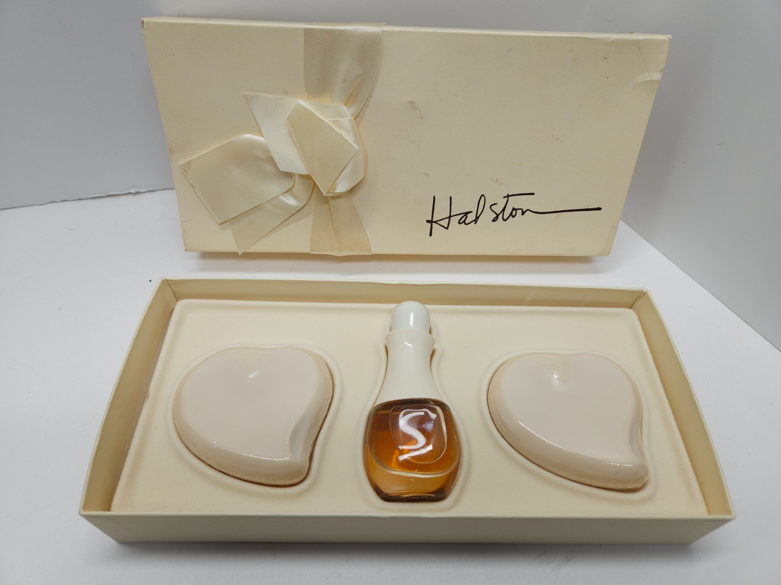 Vintage HALSTON for Women Gift Box Set Cologne Heart Soaps Travel Perfume NEW