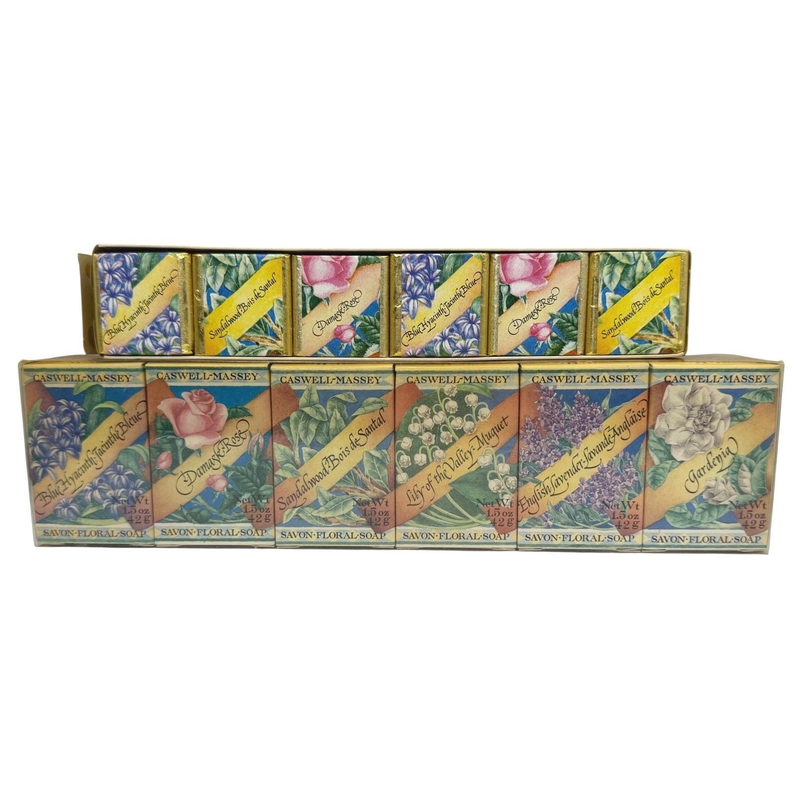 Vintage Caswell Massey Soap Set 6 Bar Bath Cubes Assorted Fragrance Luxury Gift