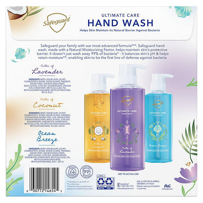 Safeguard Ultimate Care Hand Wash, Variety Pack, 15.5 fl. oz., 3 pk.
