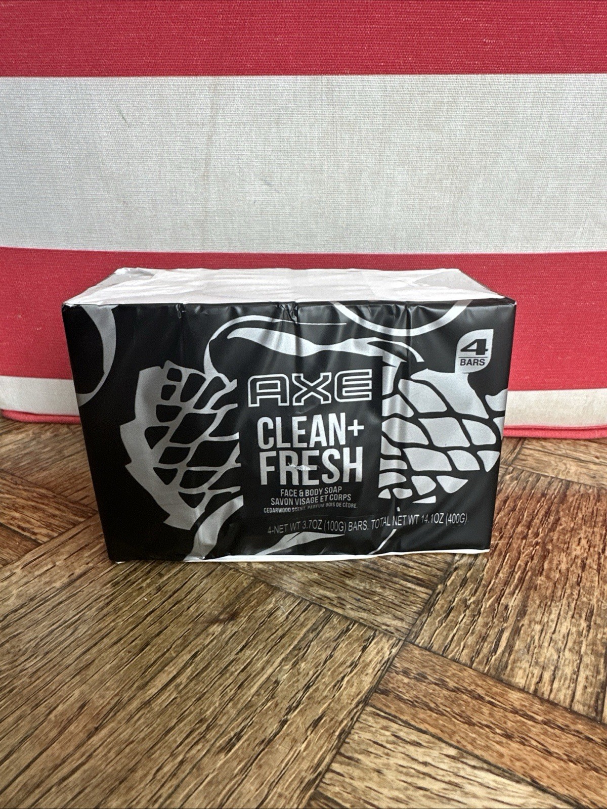AXE 4Pk of Clean & Fresh Face/Body Soap Cedarwood Scent 4 (3.7Oz) Bars