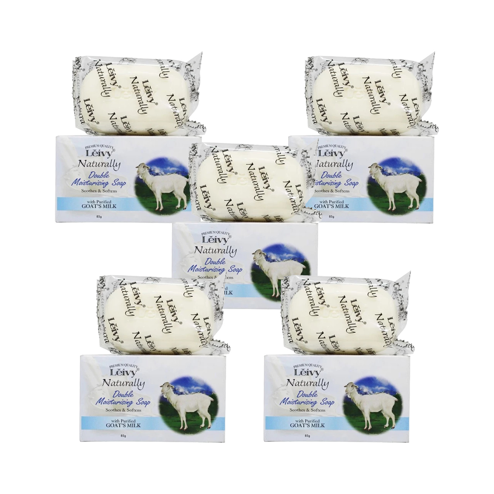 5PCS Leivy Double Moisturising Goat’s Milk Bar Soap 85g Nourishing Bath Soap Set