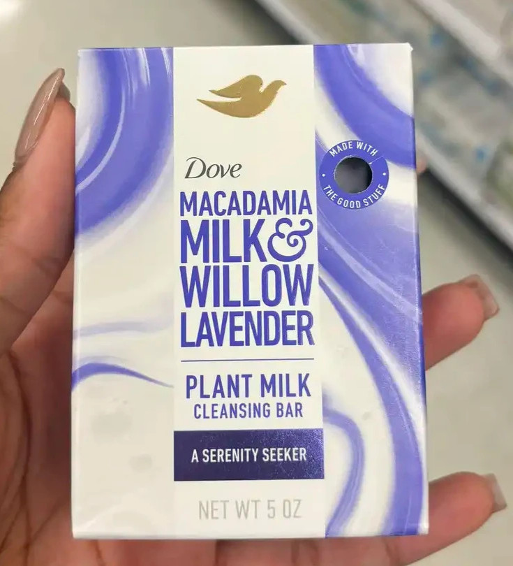 Dove Plant Milk Macadamia Milk & Willow Lavender Cleansing Bar Soap, 5 oz