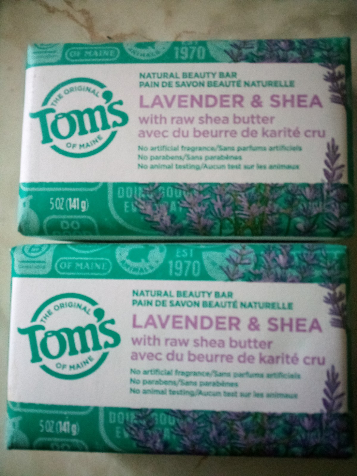 Tom’s of Maine Lavender & Shea Natural Bar Soap 5 oz, Lot of 2