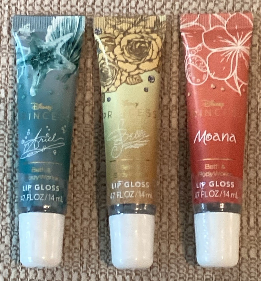 Bath and Body Works~Disney Lip Gloss – Belle, Moana & Ariel Set Of 3~Ltd.Ed