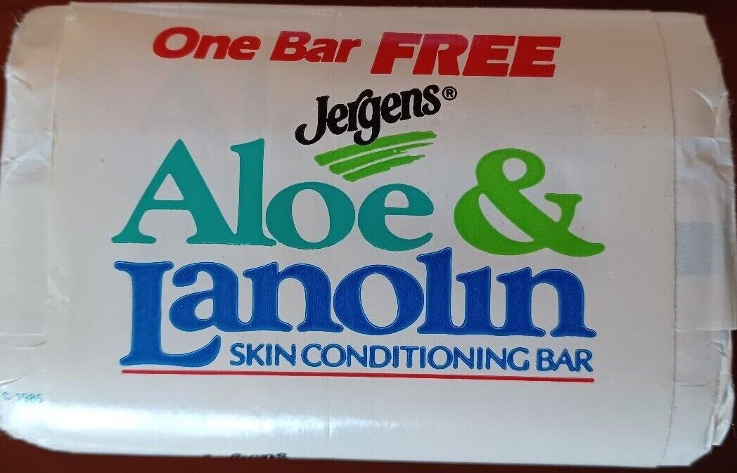 Vtg 1985 Jergens Aloe & Lanolin Skin Conditioning Soap Bar 3pk 4.75oz NOS Prop