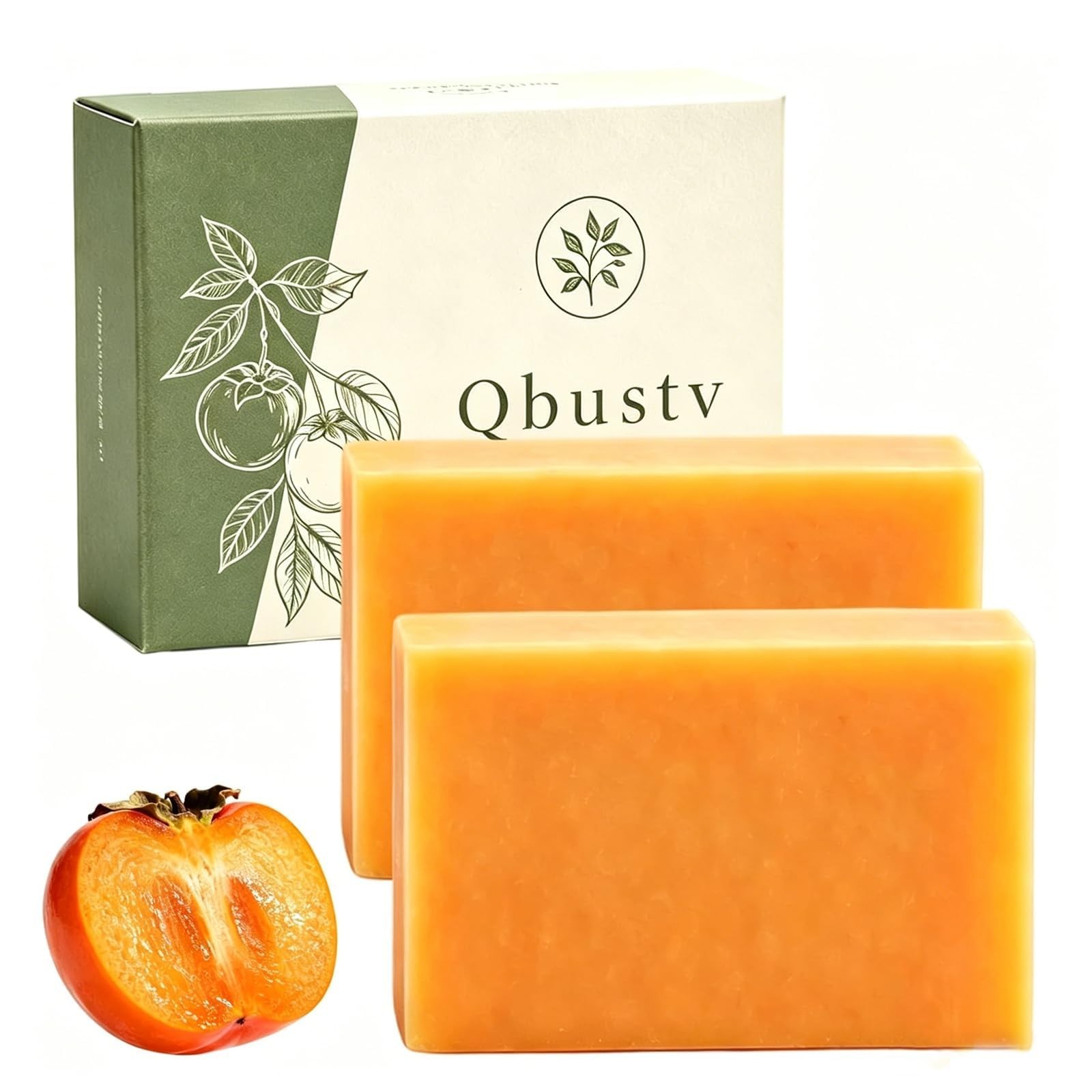 Moisturizing Persimmon Soap Bar for Mature Skin – Deodorizing Body Wash, 2 Pack