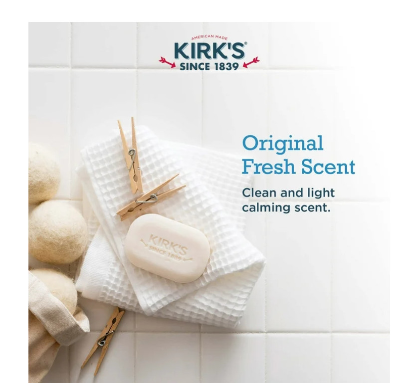 ( 2 PACK ) Kirk’s Original Fresh Scent Gentle Castile Soap – 4 Ct Pack.