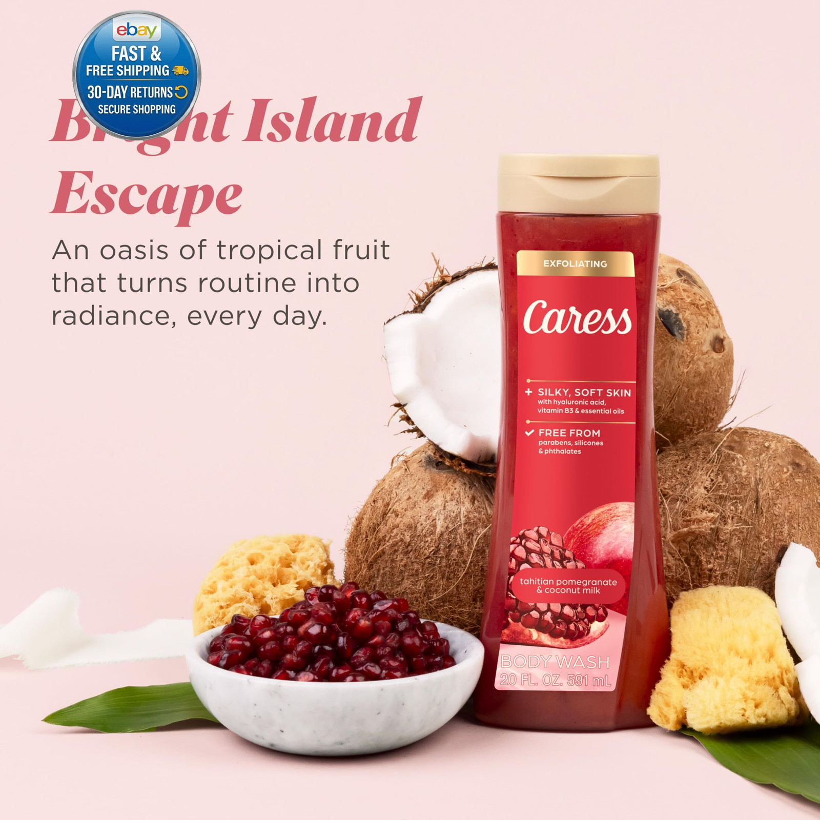 Tahitian Pomegranate & Coconut Milk Exfoliating 20 Fl Oz (Pack of 4)
