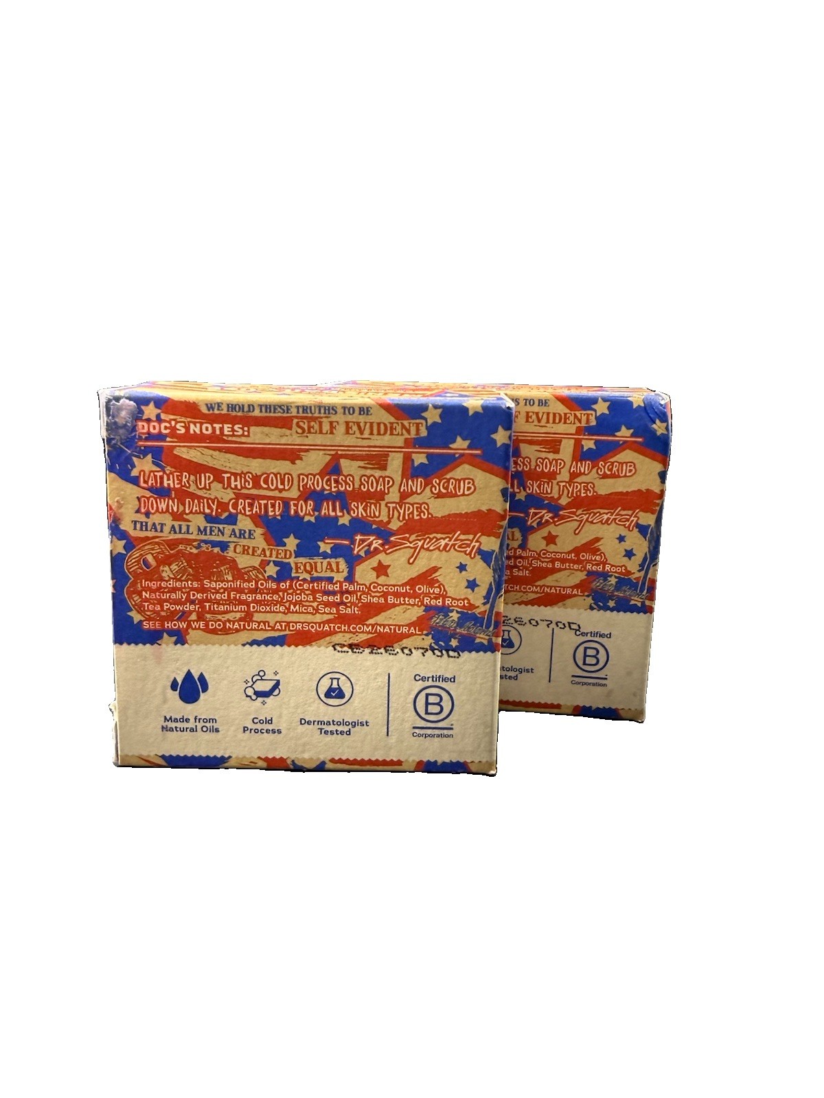 Dr. Squatch Limited Edition Freedom Fresh Zero Grit Bar Soap Lot of 2 5oz Each