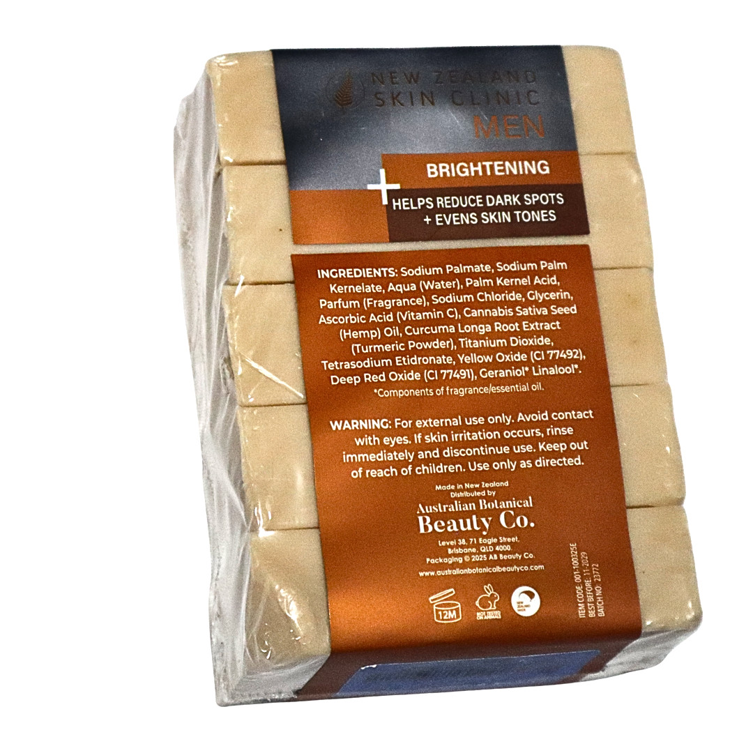 New Zealand Skin Clinic Men’s Hemp Vitamin C Turmeric Body Soap 5-Pack
