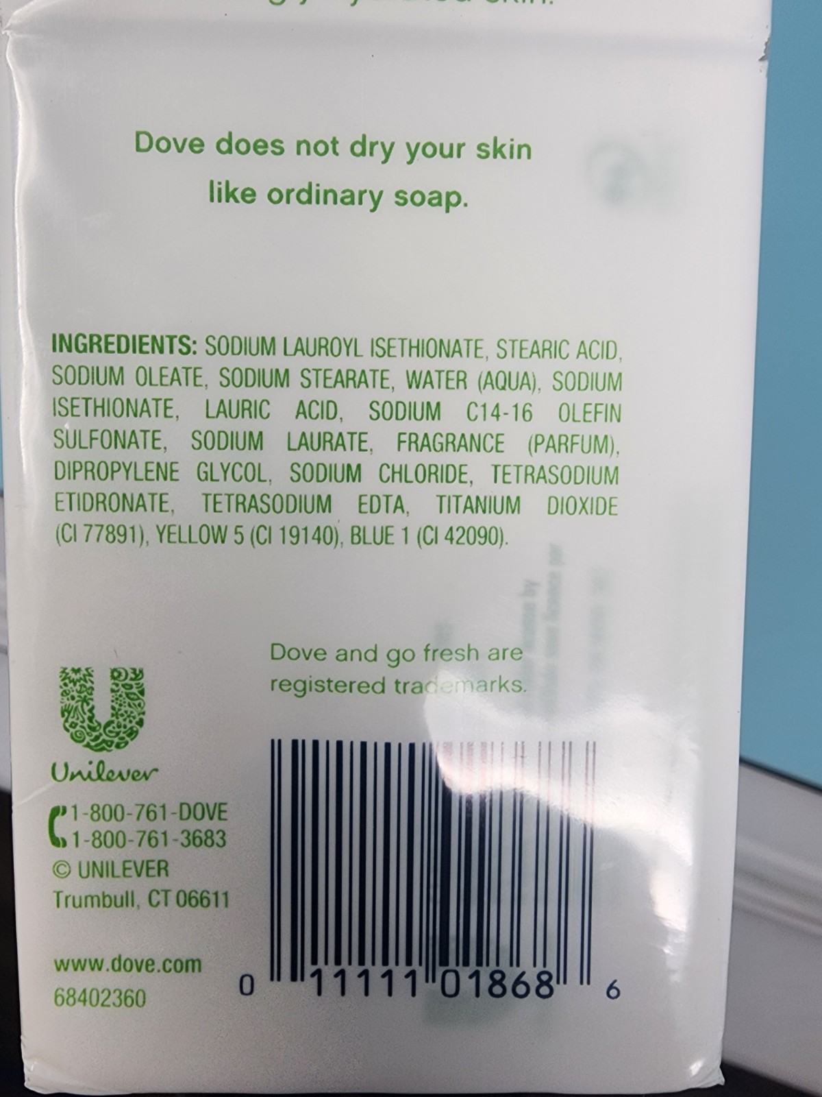 Dove Go Fresh Cool Moisture Beauty Bar (3.75 oz. 16 ct.) Cucumber Green Tea