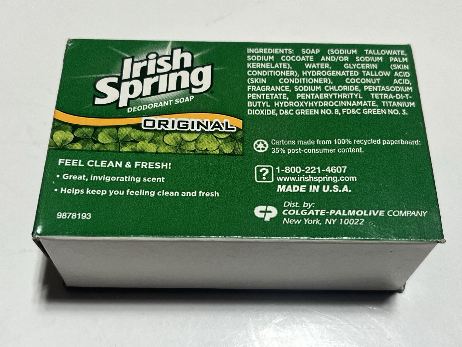 Irish Spring Original Deodorant Bar Soap, 4.0 Ounce Bath Size – Single Bar