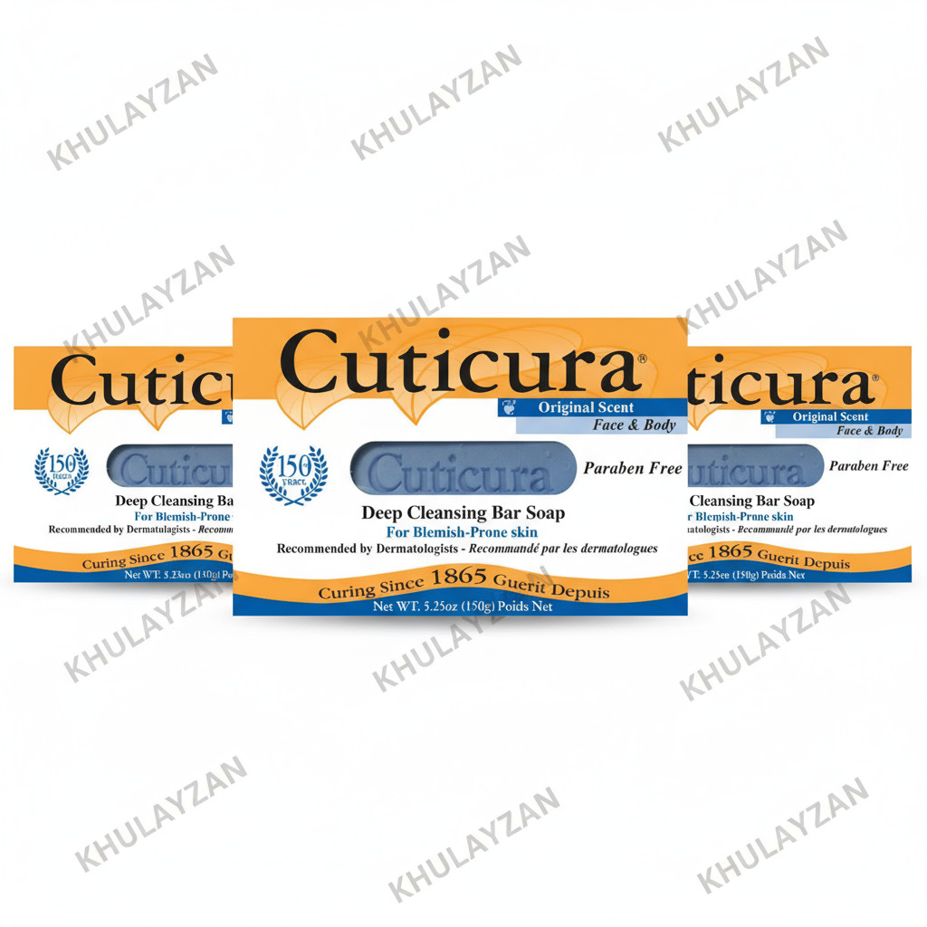 3 Pack Cuticura Face & Body Deep Cleansing Bar Soap Blemish Prone Skin 5.25 Oz