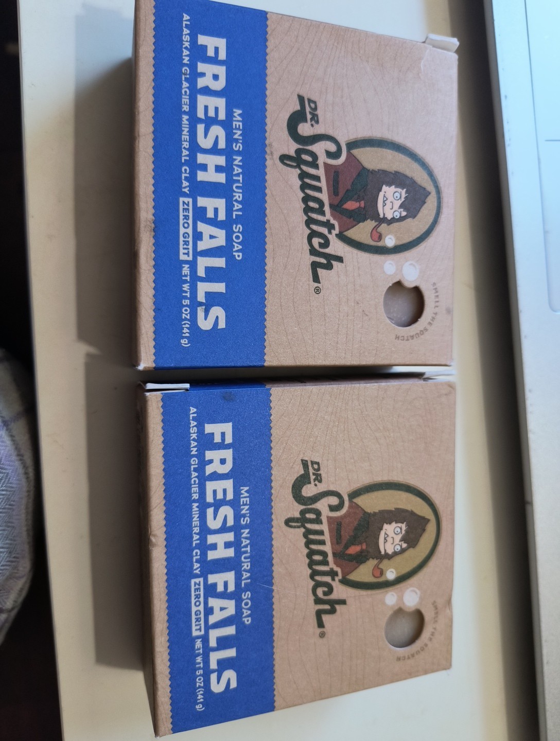 2 PACK Dr. Squatch Fresh Falls Bar Soap for Men with Zero Grit 5 oz Ea