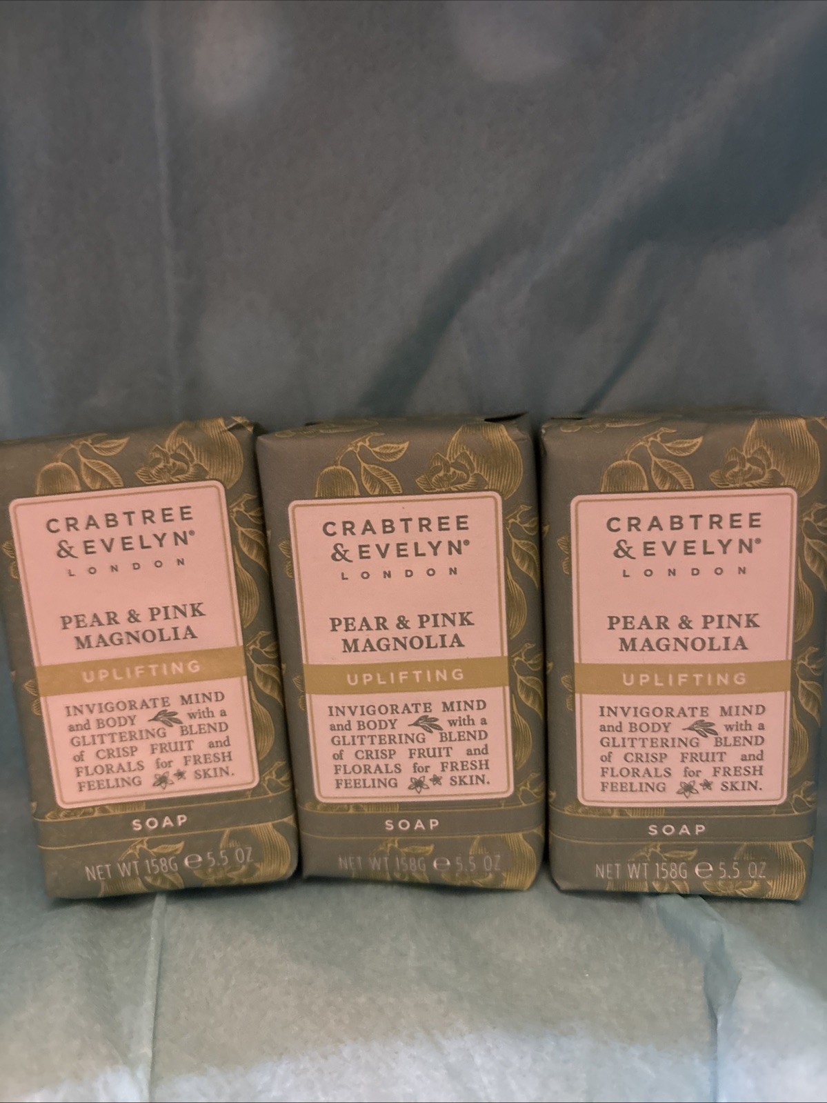 Crabtree Evelyn Pear & Pink Magnolia Bar Of Soap 5.5 Oz Lot Of Three USA Made