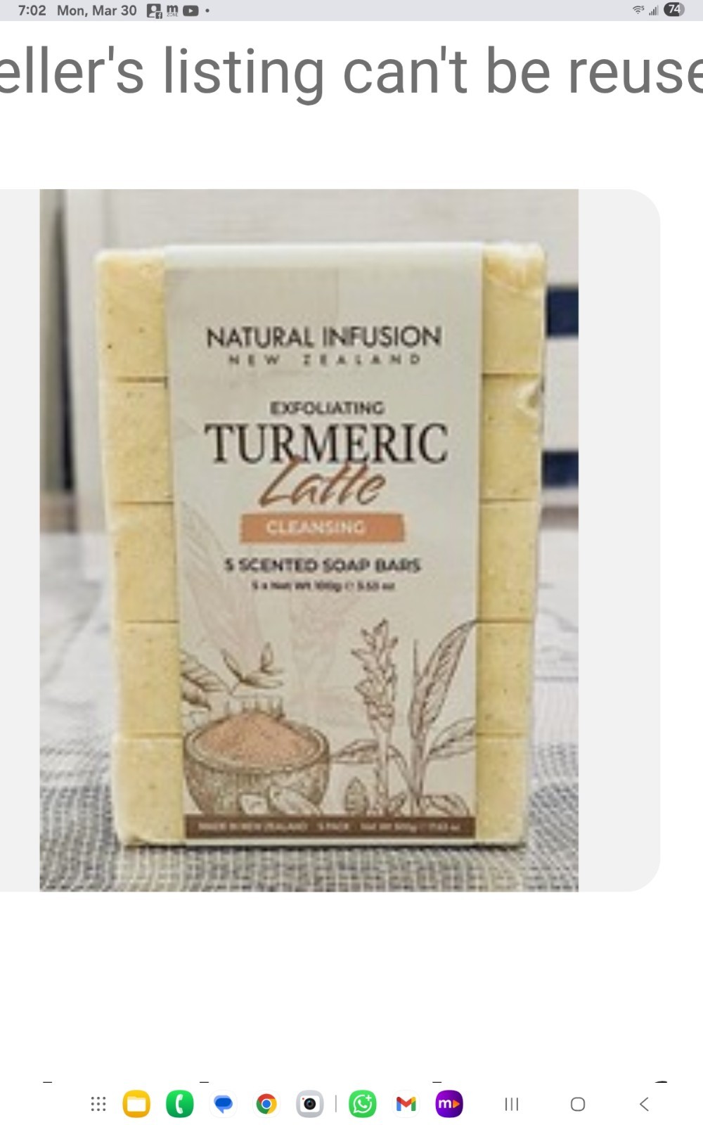 Natural Infusion New Zealand TURMERIC & MANUKA HONEY Soap Bars 5 Pk 17.6 oz