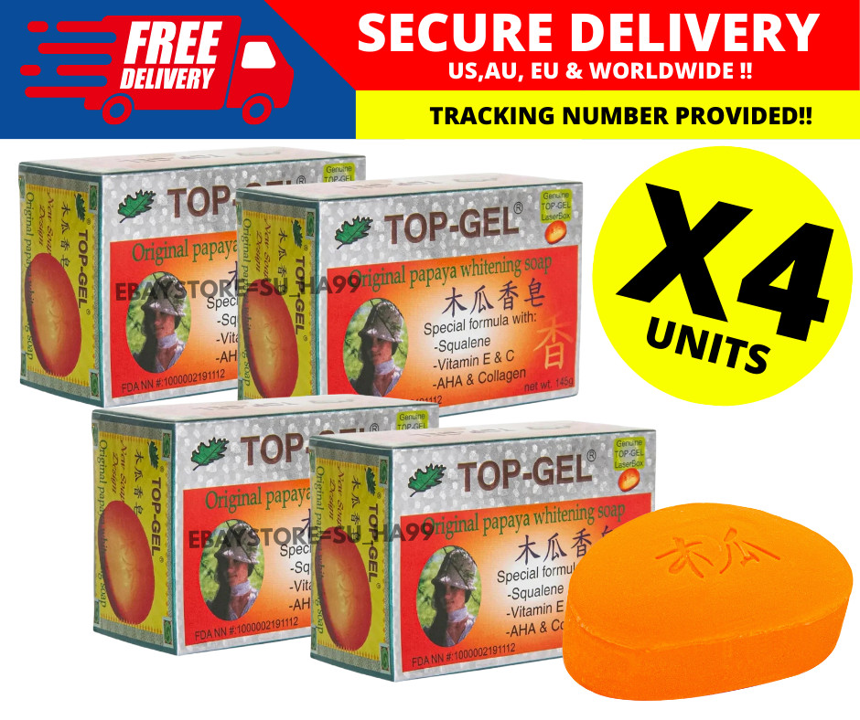 Top Gel Original Papaya Whitening Soap 145g ( X 4 )