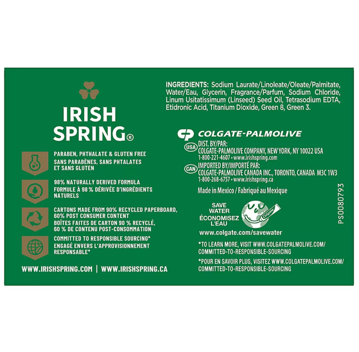Irish Spring Men’s Bar Soap Original Clean for Normal Skin, 20 Count 4oz Each
