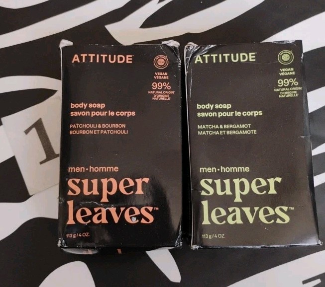Super Leaves Combo 2 Pack! Body Bar Soap Matcha/Bergamot, Patchouli/Bourbon 4 oz