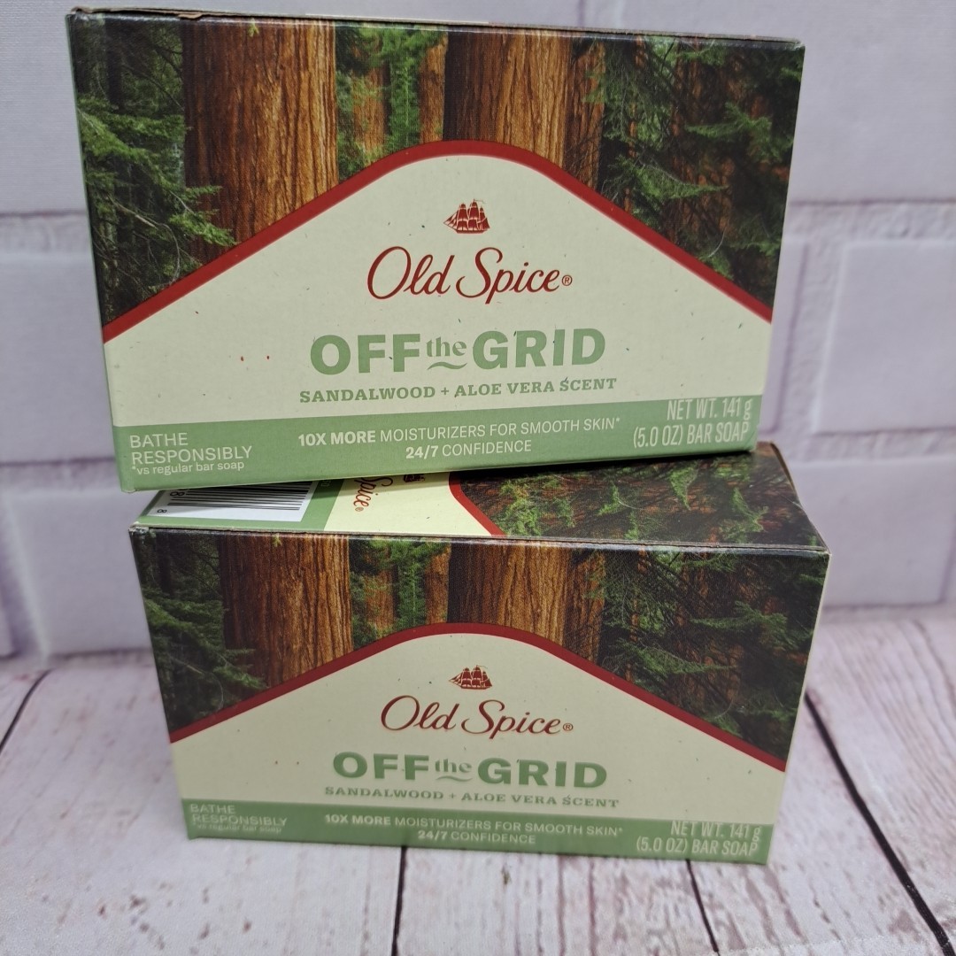 2 Old Spice Off The Grid Sandalwood & Aloe Vera Bar Soap 5oz Each Discontinued