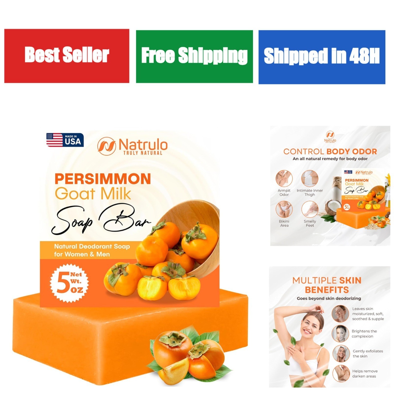 Persimmon Goat Milk Soap Bar – Natural Deodorant for Body Odor