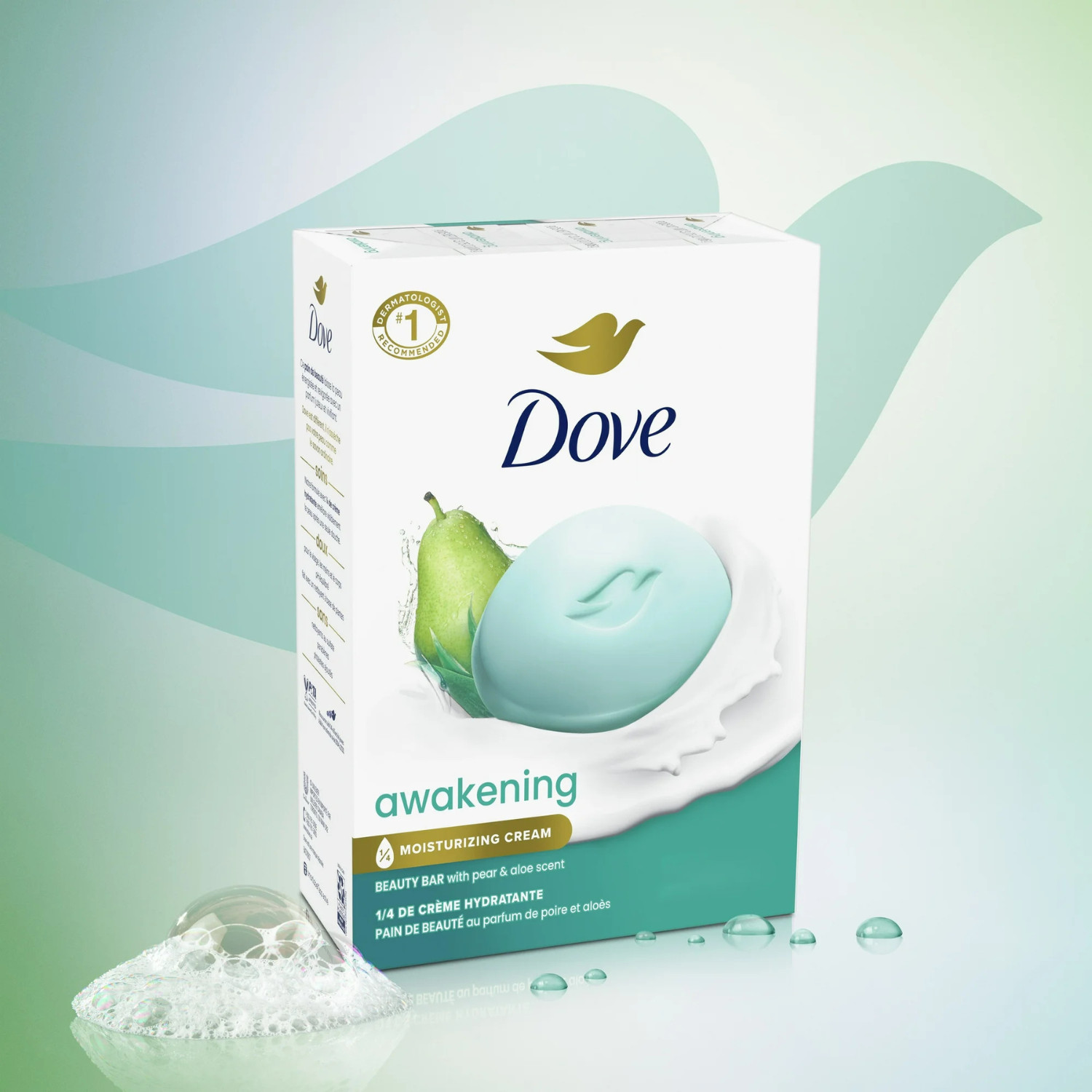 Dove Awakening Gentle Beauty Bar Soap All Skin Type, Pear and Aloe, 3.75 oz NEW