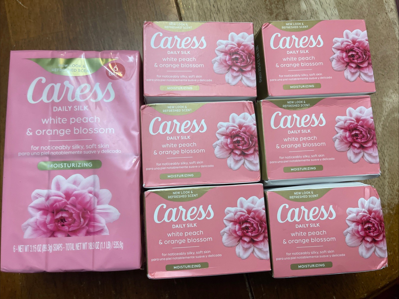 Caress Daily Silk Floral Essence White Peach & Orange Blossom Bar Soap 18 BARS
