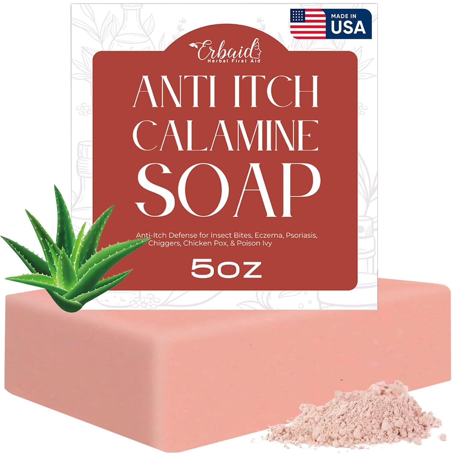 Calamine Soap Bar – All Natural Instant Itch Relief – Calming Calamine