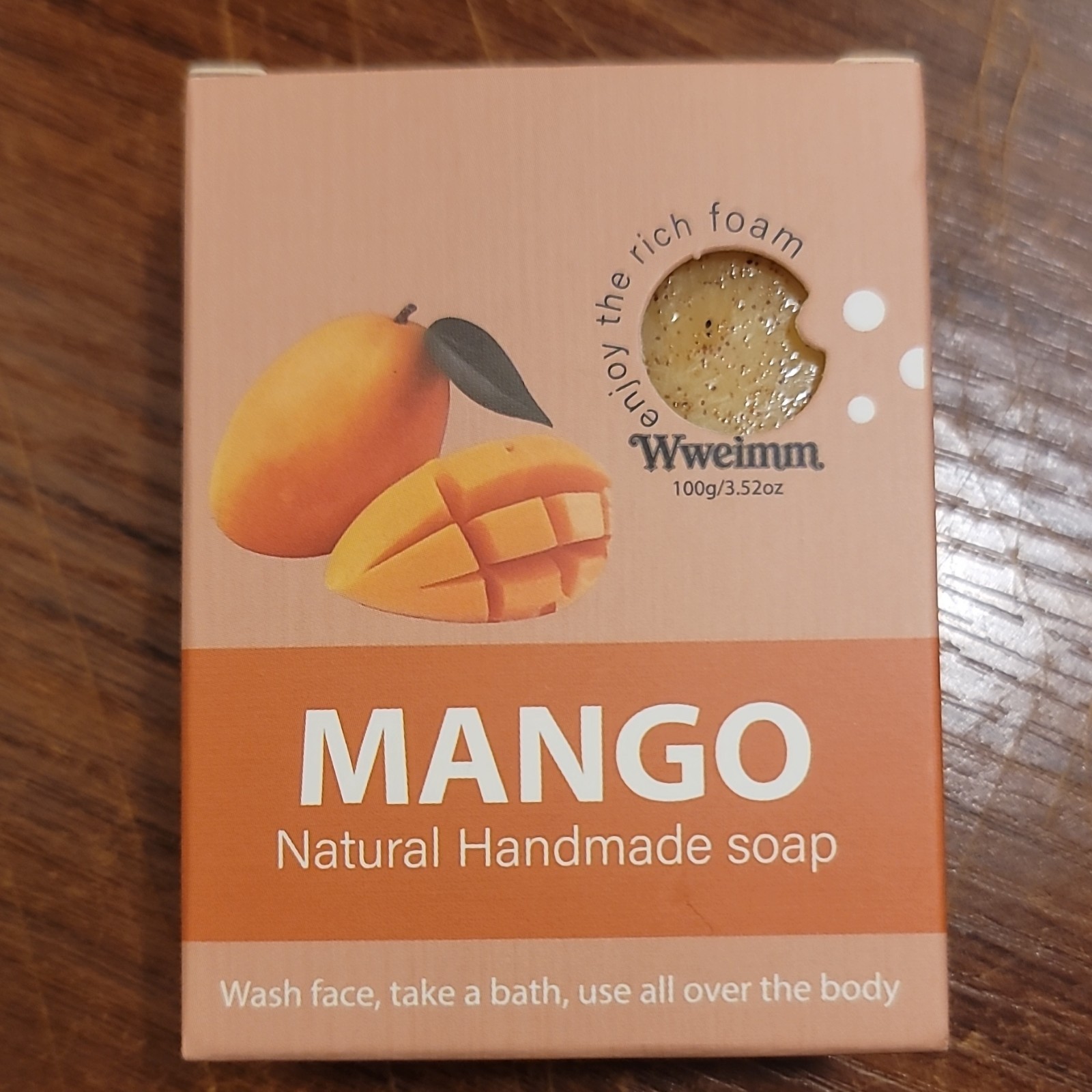 Wweimn Mango Natural Handmade Soap 3.52oz for Face Hands Body