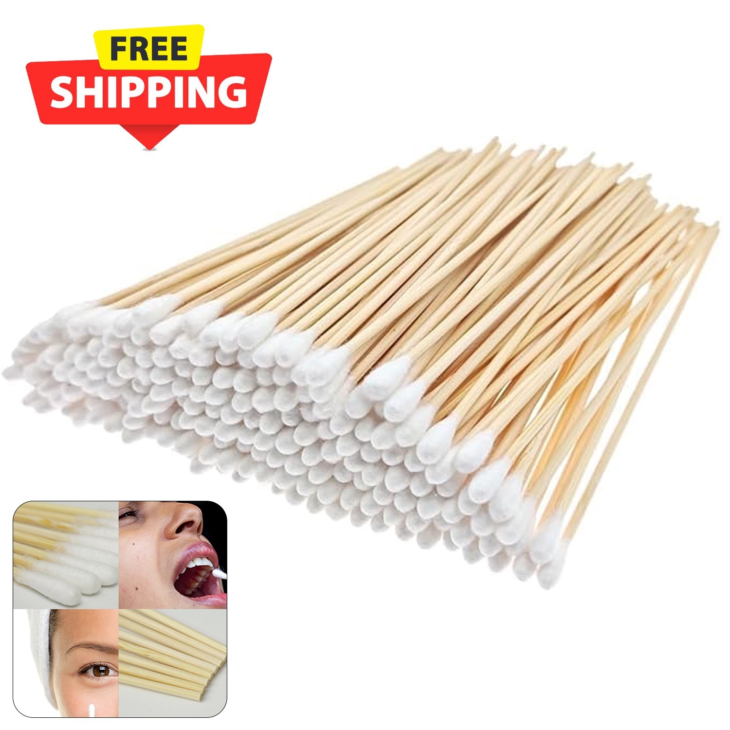 200pc Cotton Swabs Swab Q-tips 6″ Long Wood Medical Grade Manufacturer Sealed