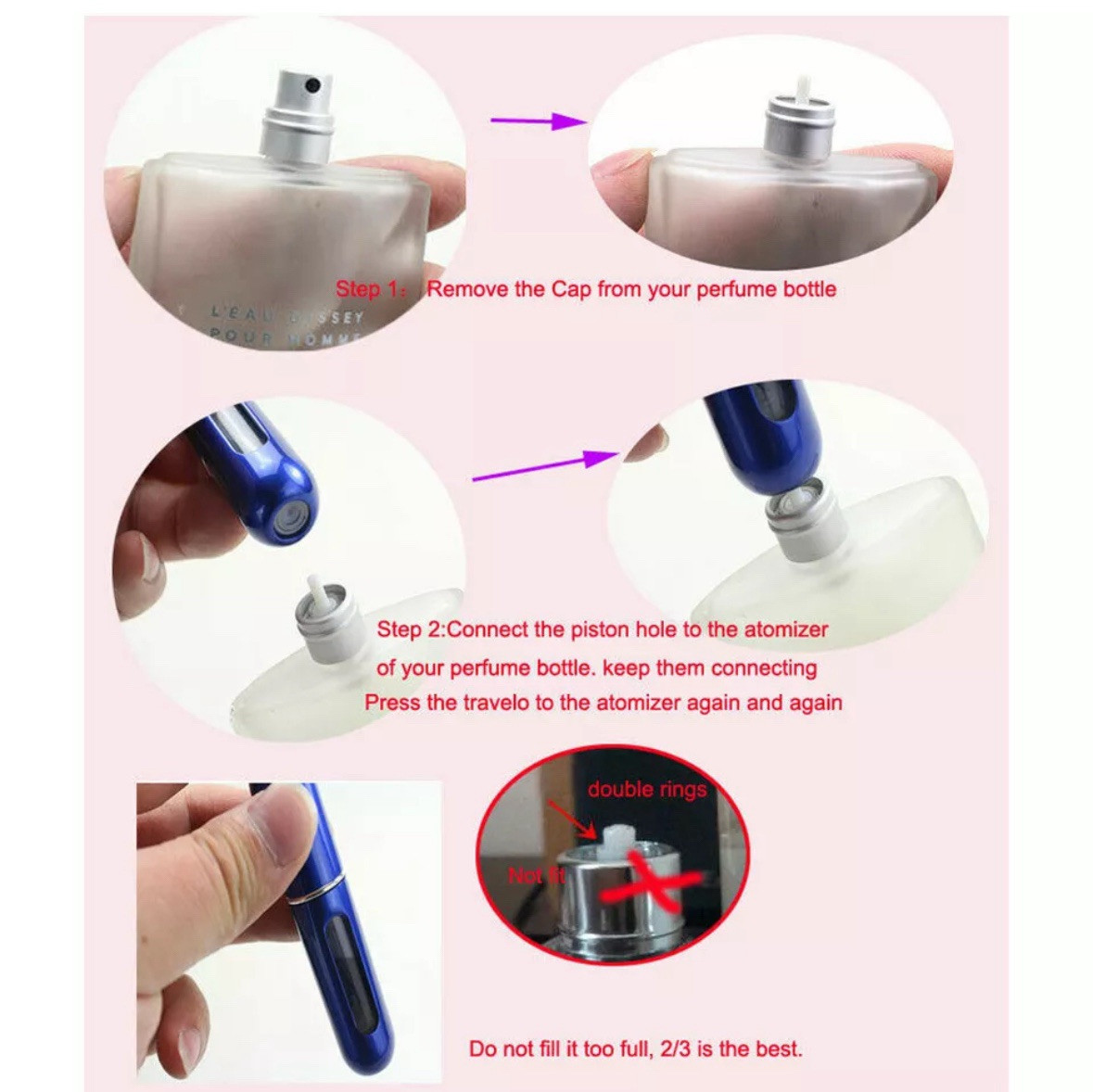 5 Pcs Refillable Travel Portable Perfume Atomizer Bottle Spray Pump Case