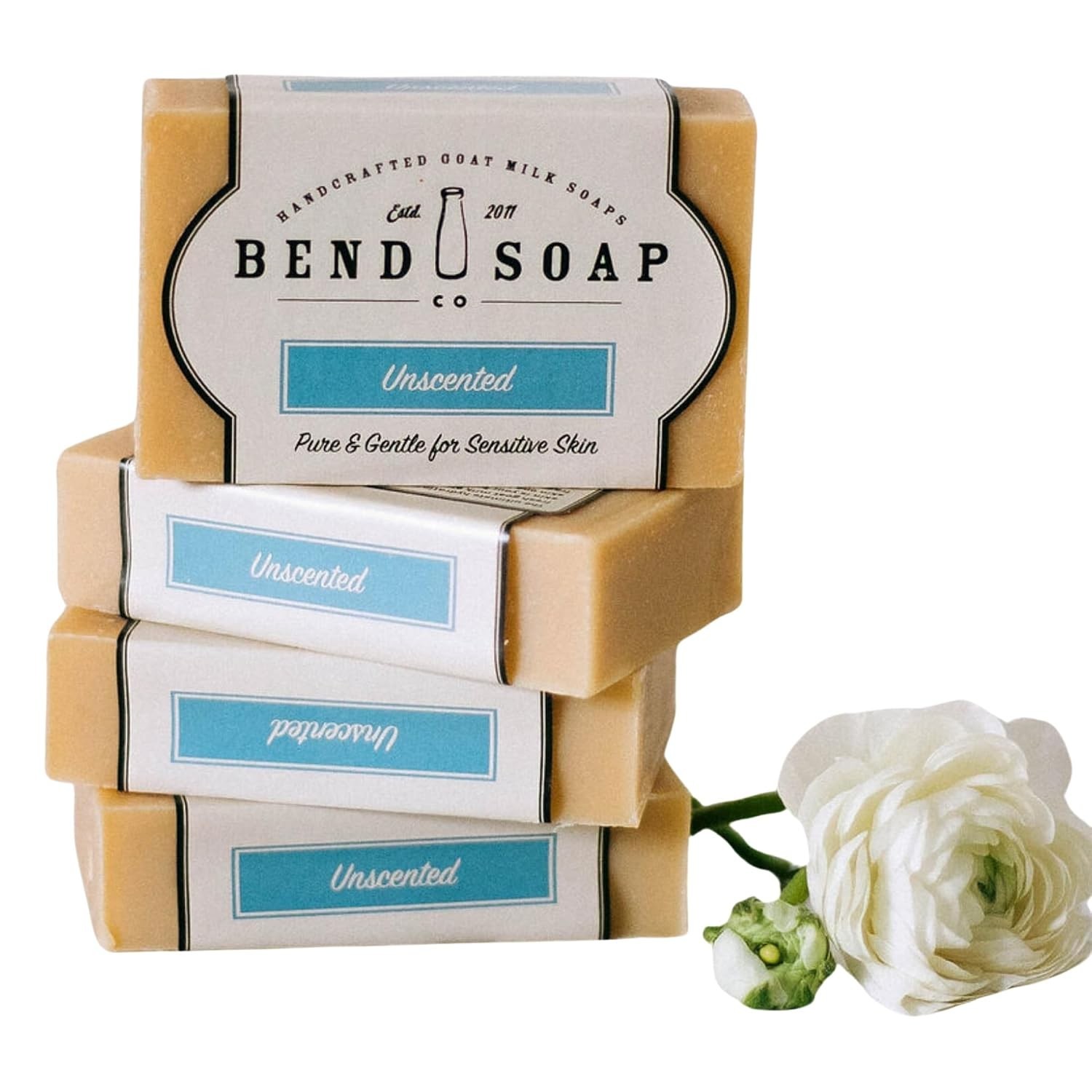 4 x 4.5 oz Handmade Unscented Goat Milk Soap Bars for Dry & Sensitive Skin