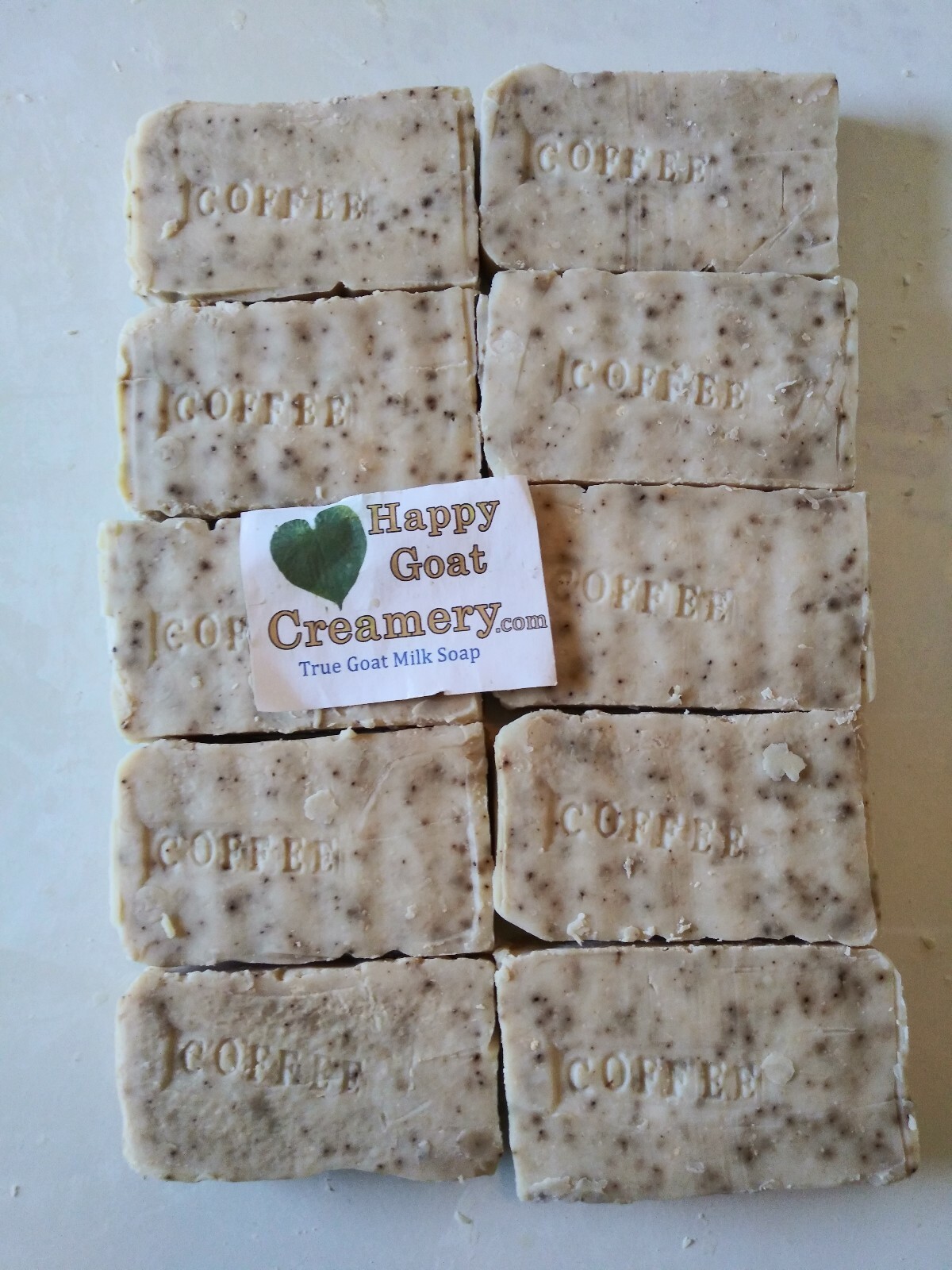 10 BARS RAW GOAT MILK SOAP HAPPY GOAT CREAMERY UNSCENTED COFFEE BASIC
