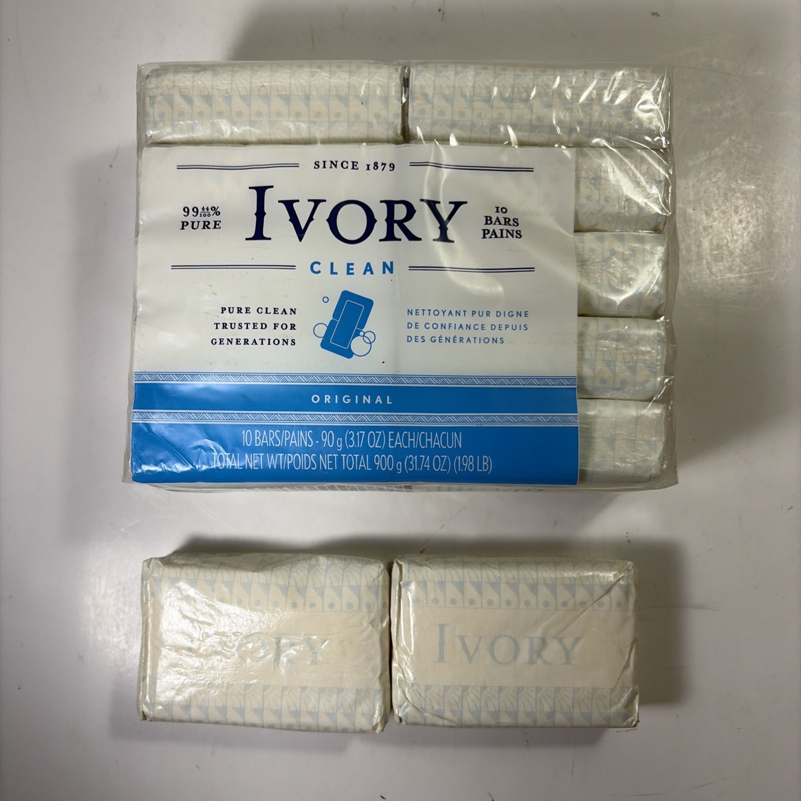Ivory Bar Soap with Original Scent, 3.17 oz. 10 Count New Sealed plus 2 bars